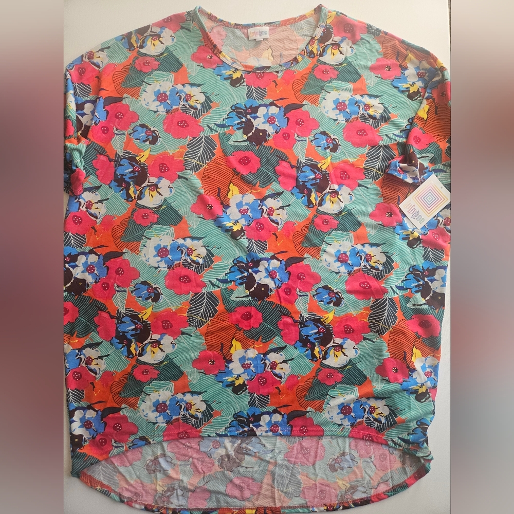 Tropical Floral Tunic Top LuLaRoe Womens 2XL Lightweight Beachy Vacation‎ Bright